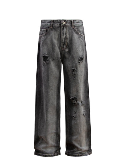 Men's Distressed Wide-Leg Jeans - Farnelli