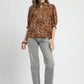 Umgee Full Size Leopard Print Ruffle Neck Blouse Plus Size - Farnelli