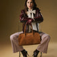 Chiara (cognac) - Italian calf suede women's handbag (with shoulder strap)