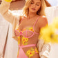 Mapale Solar Blossom Sheer Mesh Floral Bodysuit