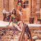 Mapale Aurora Green Sheer Triangle Bra & String Lingerie Set