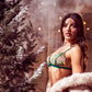 Mapale Aurora Green Sheer Triangle Bra & String Lingerie Set