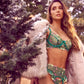 Mapale Aurora Green Sheer Bra Panty & Garter Lingerie Set