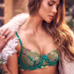 Mapale Aurora Green Sheer Bra Panty & Garter Lingerie Set