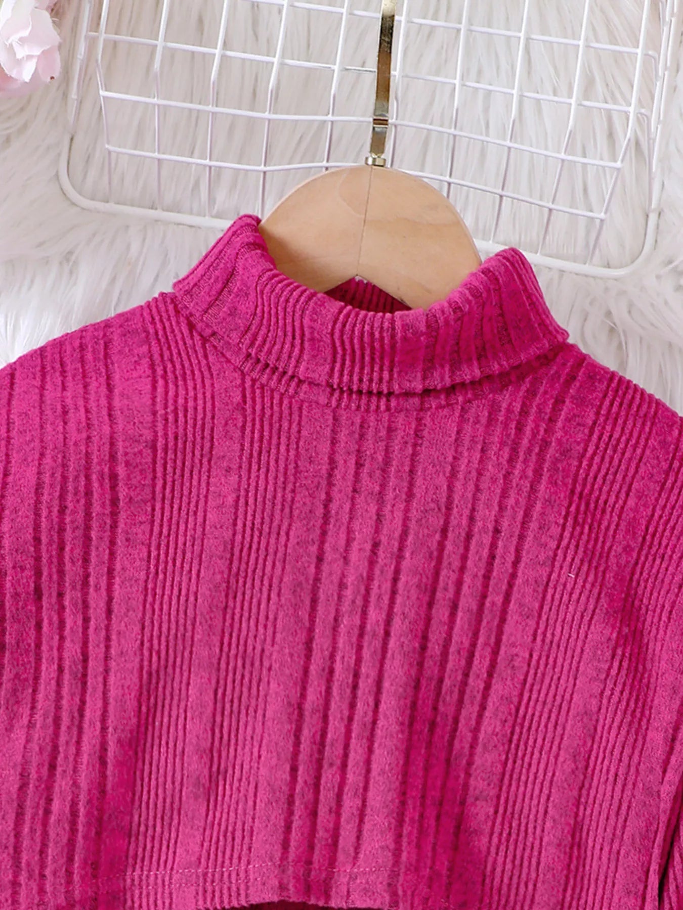 Children's Ribbed Knit Two-Tone Dress Set - Farnelli