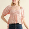 And The Why Lovely Textured and Smocked Top - BLOSSOM