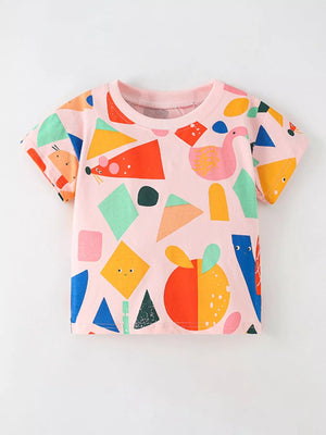 Children's Geometric Print Short Sleeve T-Shirt - Farnelli