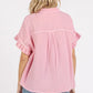 Mittoshop Mineral Washed Button Down Flounce Sleeve Shirt - Farnelli