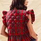 SO ME Christmas Holiday Plaid Ruffled Quilt Vest Top - Farnelli