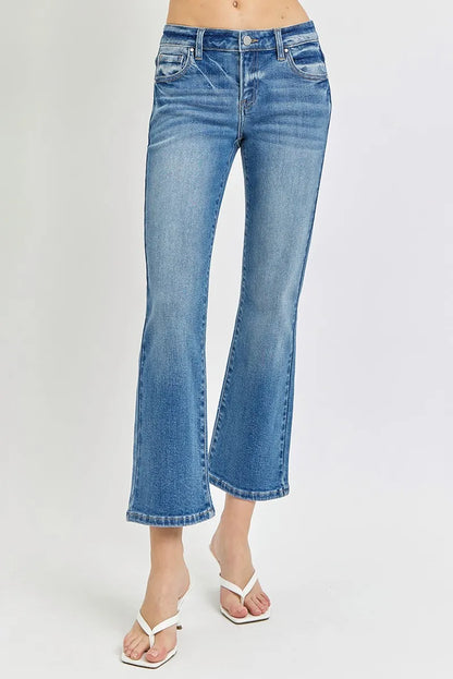 RISEN Full Size Low Rise Crop Flare Jeans Plus Size - Farnelli