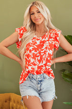 Keilani Floral Ruffle Sleeve Top - Farnelli