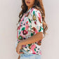 Adele Floral Slit V Neck Blouse - Farnelli
