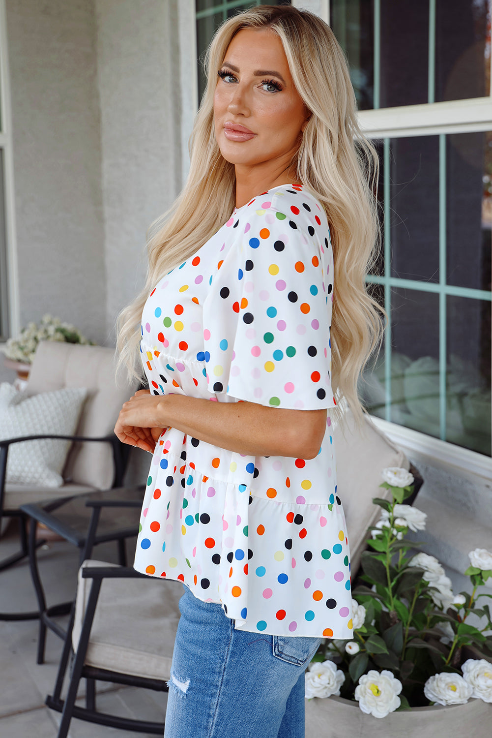 Keira Polka Dot Babydoll Blouse - Farnelli