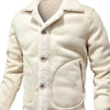 Men's Plus Size Shearling Lined Button Up Jacket - Beige White
