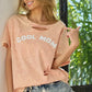 BiBi Washed Laser Cut Detail Cool Mom Print Top - Farnelli