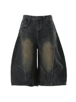 Men's Washed Wide Leg Denim Shorts - Farnelli