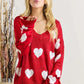 ADORA Full Size Heart V-Neck Knit Top Plus Size - Farnelli