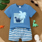 Children's Dinosaur Print Tee & Striped Shorts Set - Farnelli