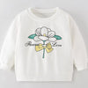 Children's Flower Graphic Crew Neck Sweatshirt - White