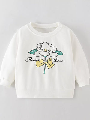 Children's Flower Graphic Crew Neck Sweatshirt - Farnelli