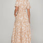 She + Sky Printed Notched Woven Tiered Pintuck Maxi Dress with Side Pockets - Farnelli