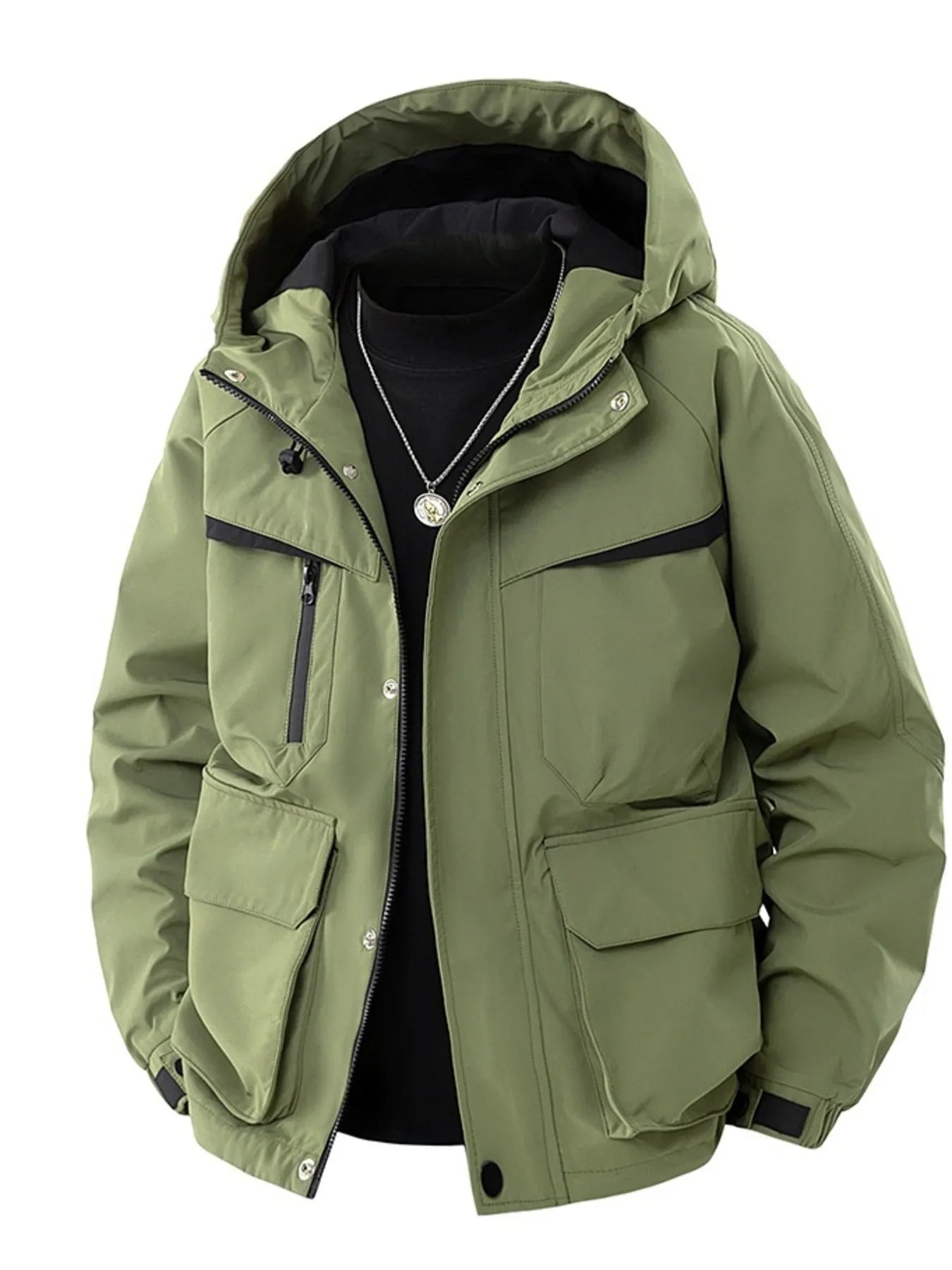 Men's Full Size Zip Up Long Sleeve Hooded Jacket Plus Size - Farnelli