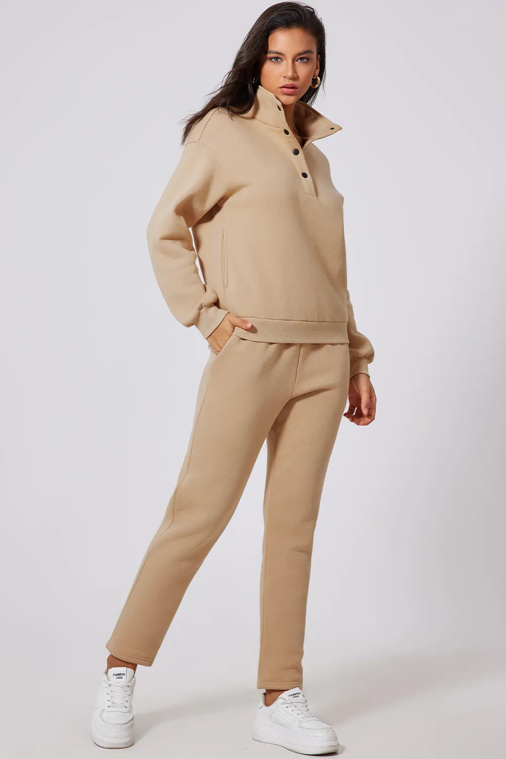 Half Snap Turtleneck Top and Pants Active Set - Farnelli