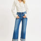 RISEN Full Size Mid Rise Crop Straight Cuffed Jeans Plus Size - Farnelli