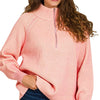 Zenana Ribbed Two Tone Half Zip Sweater - DK PINK/TAUPE