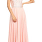 CLEARANCE - Eureka 8111 Chiffon Halter A-line Long Dress Lace Appliqued Bodice (Size L)