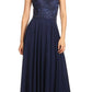 CLEARANCE - Eureka 8111 Chiffon Halter A-line Long Dress Lace Appliqued Bodice (Size L)