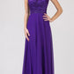 CLEARANCE - Eureka 8111 Chiffon Halter A-line Long Dress Lace Appliqued Bodice (Size L)