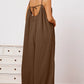 Double Take Full Size Ruffle Trim Tie Back Cami Jumpsuit with Pockets - Farnelli