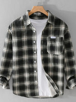 Men's Plus Size Plaid Button Up Long Sleeve Shirt - Farnelli