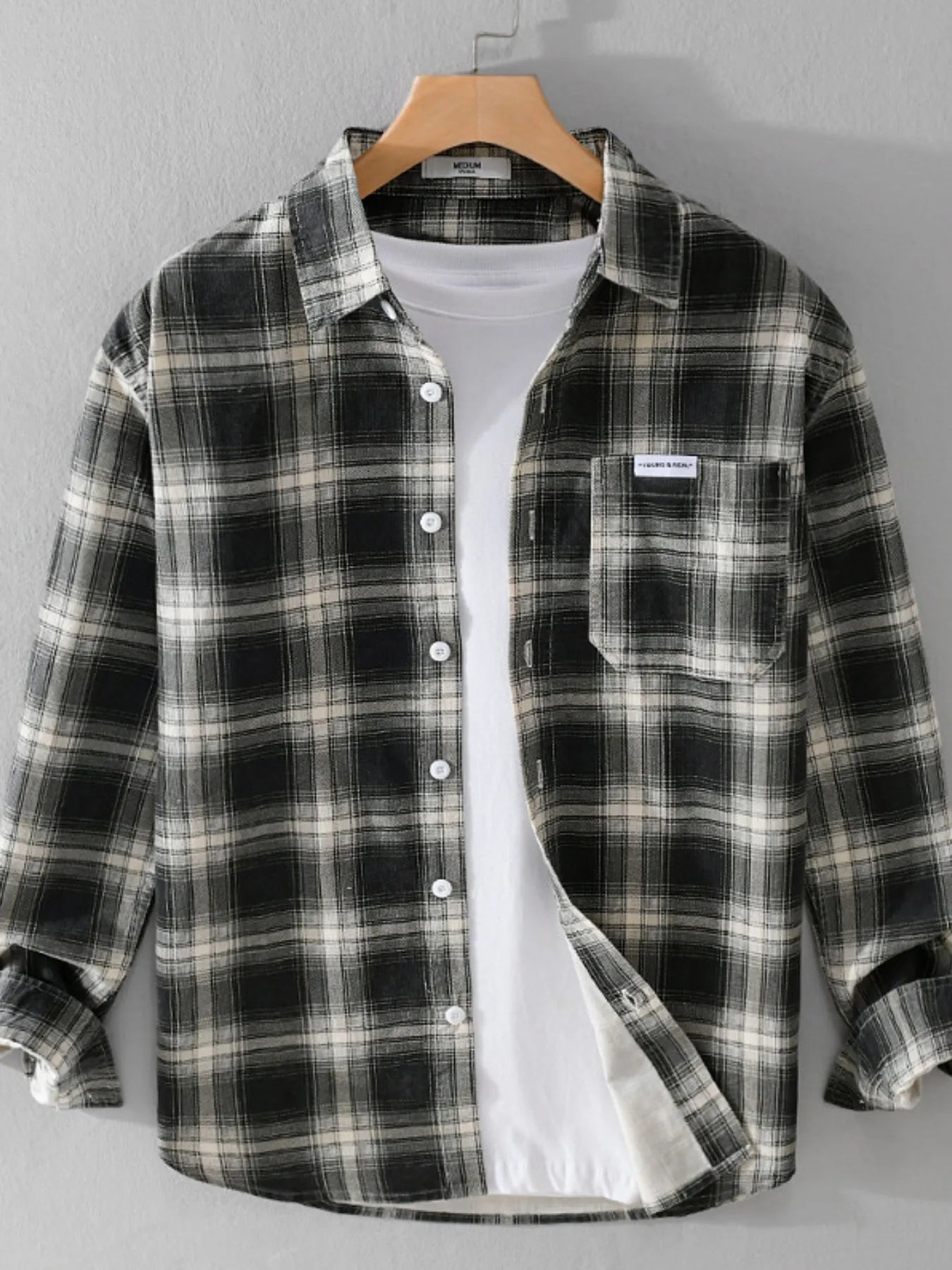 Men's Plus Size Plaid Button Up Long Sleeve Shirt - Farnelli