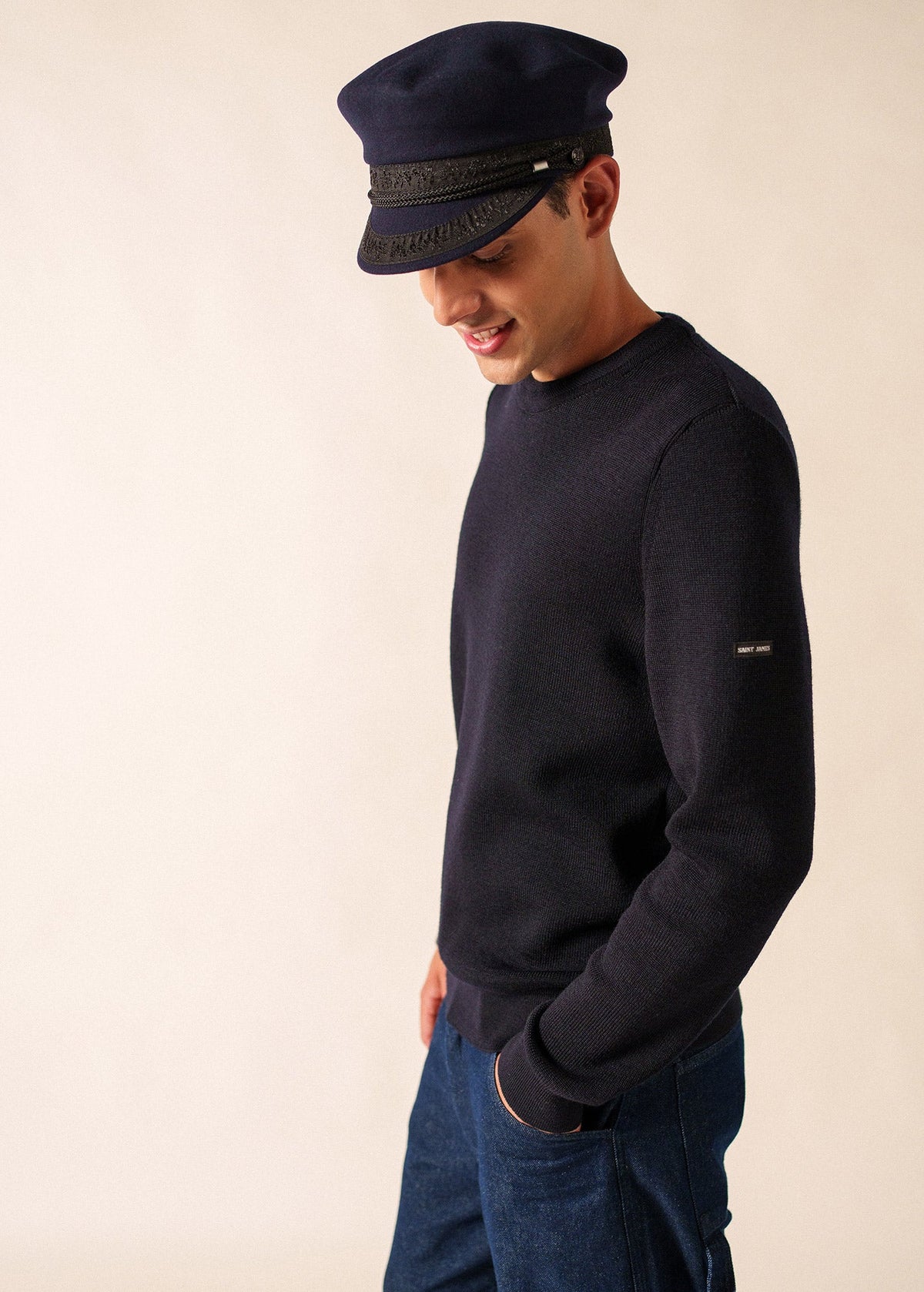 Saint James USA navy CASQUETTE MARIN Sailor Cap viewed from the side