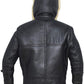 B3 Bomber Jacket with Real Shearling and Removable Hood – Black