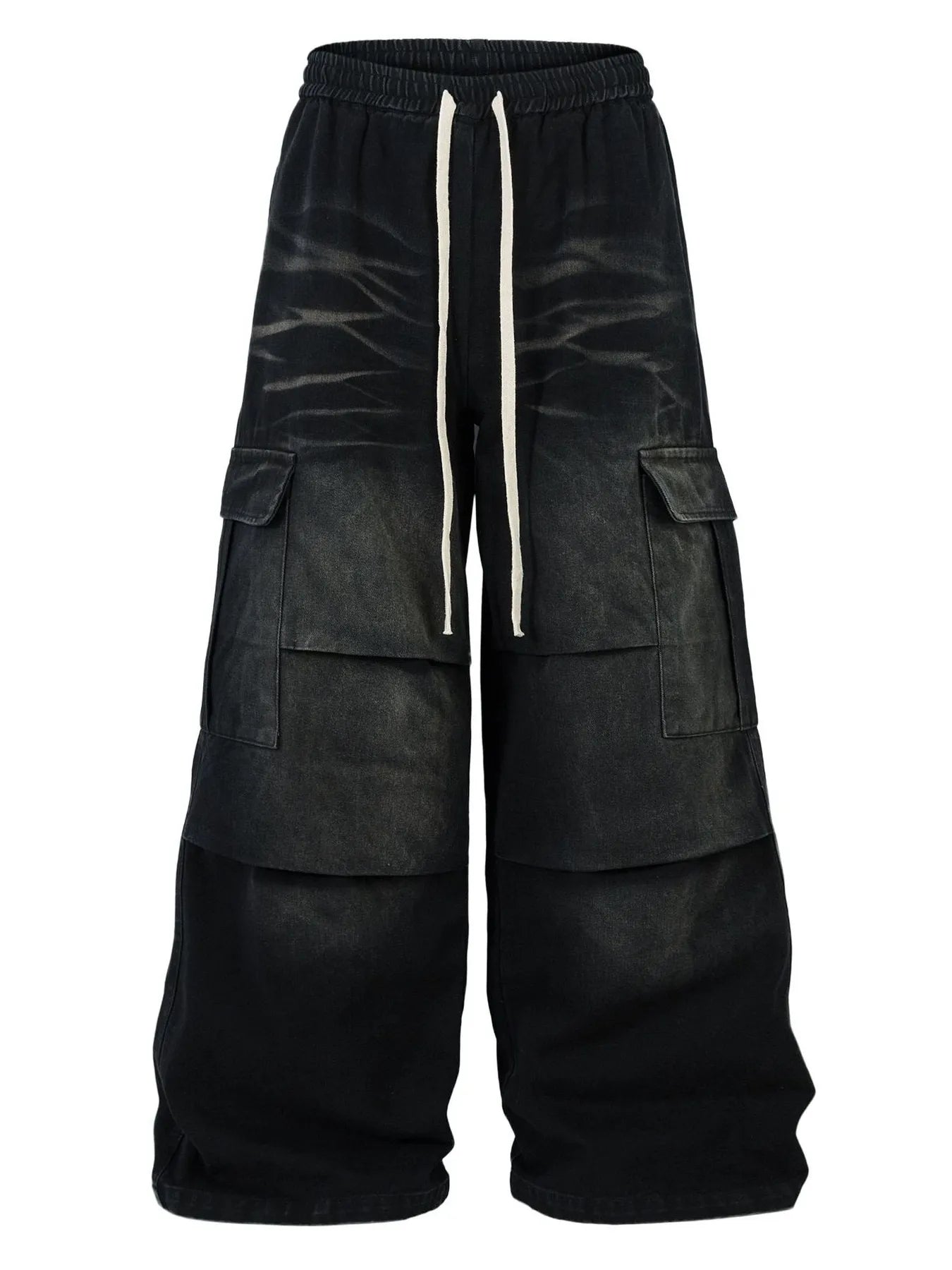 Men's Cargo Wide-Leg Jeans with Drawstring - Farnelli