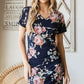 Heimish Full Size Ruched Floral Mini Dress Plus Size - Farnelli
