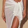 SOLID SARONG WITH TASSELS - White