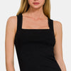 Zenana Square Neck Cropped Tank - Black