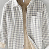 Men's Plus Size Plaid Button-Down Shirt with Contrast Inner Lining - Apricot