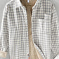 Men's Plus Size Plaid Button-Down Shirt with Contrast Inner Lining - Farnelli