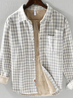 Men's Plus Size Plaid Button-Down Shirt with Contrast Inner Lining - Farnelli