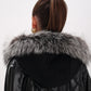 Alaska Outerwear Company black Saga Furs silver fox wool cashmere poncho vest coat