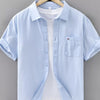 Men's Plus Size Plaid Button Up Short Sleeve Shirt - Blue