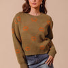 SO ME Pumpkin Rhombus Halloween Thanksgiving Sweater - OLIVE/RUST