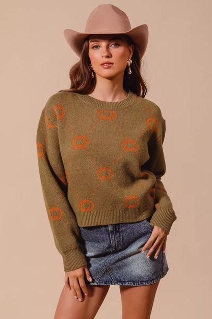SO ME Pumpkin Rhombus Halloween Thanksgiving Sweater - Farnelli