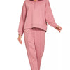 Zenana Scuba Half Zip Pullover and Jogger Set - LT ROSE