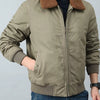 Men's Plus Size Casual Fleece Collar Zip Up Jacket - Khaki